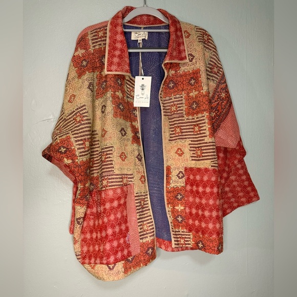 NWT Circa 26 By Skippy Cotton patchwork oversized quilted boho open front jacket - Picture 1 of 10